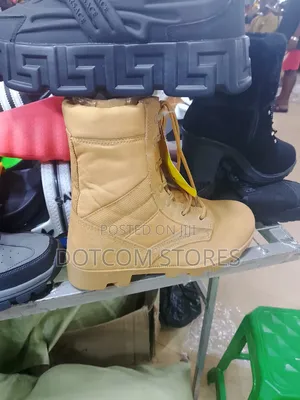 Men High Top Genuine Shoes - Khaki