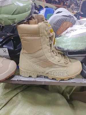 Men High Top Genuine Shoes - Khaki