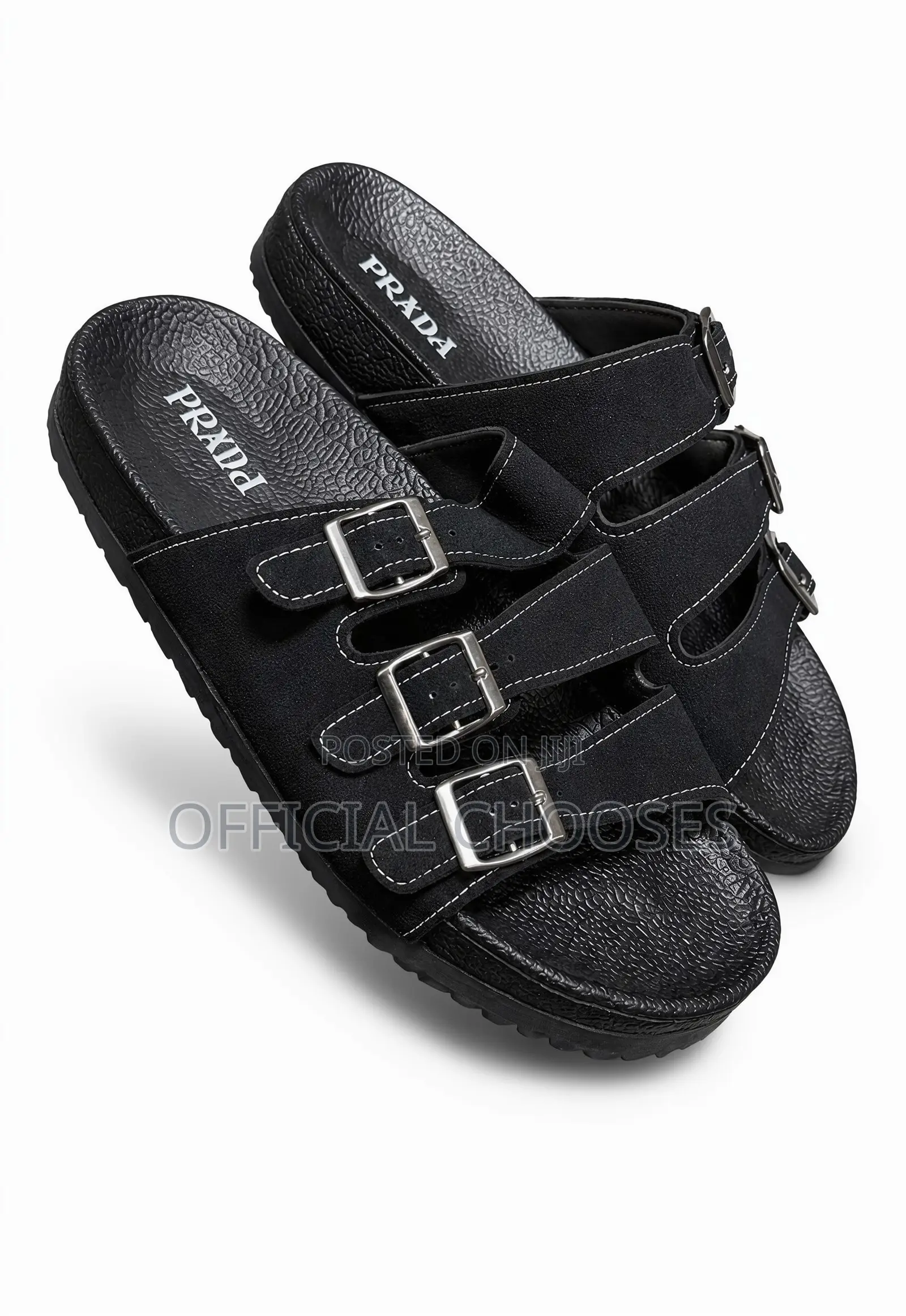 Crossed Strap Men’S Sandals-Black