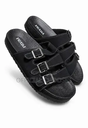 Crossed Strap Men’S Sandals-Black