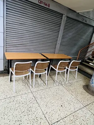 Combo Dining Folding Wooden Table and Plastic Chairs