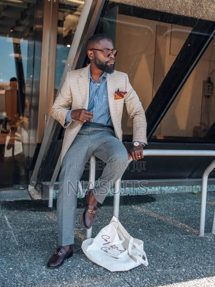 Luxury Men’s Checked Blazer Suit – Bespoke Wedding Smart Casual