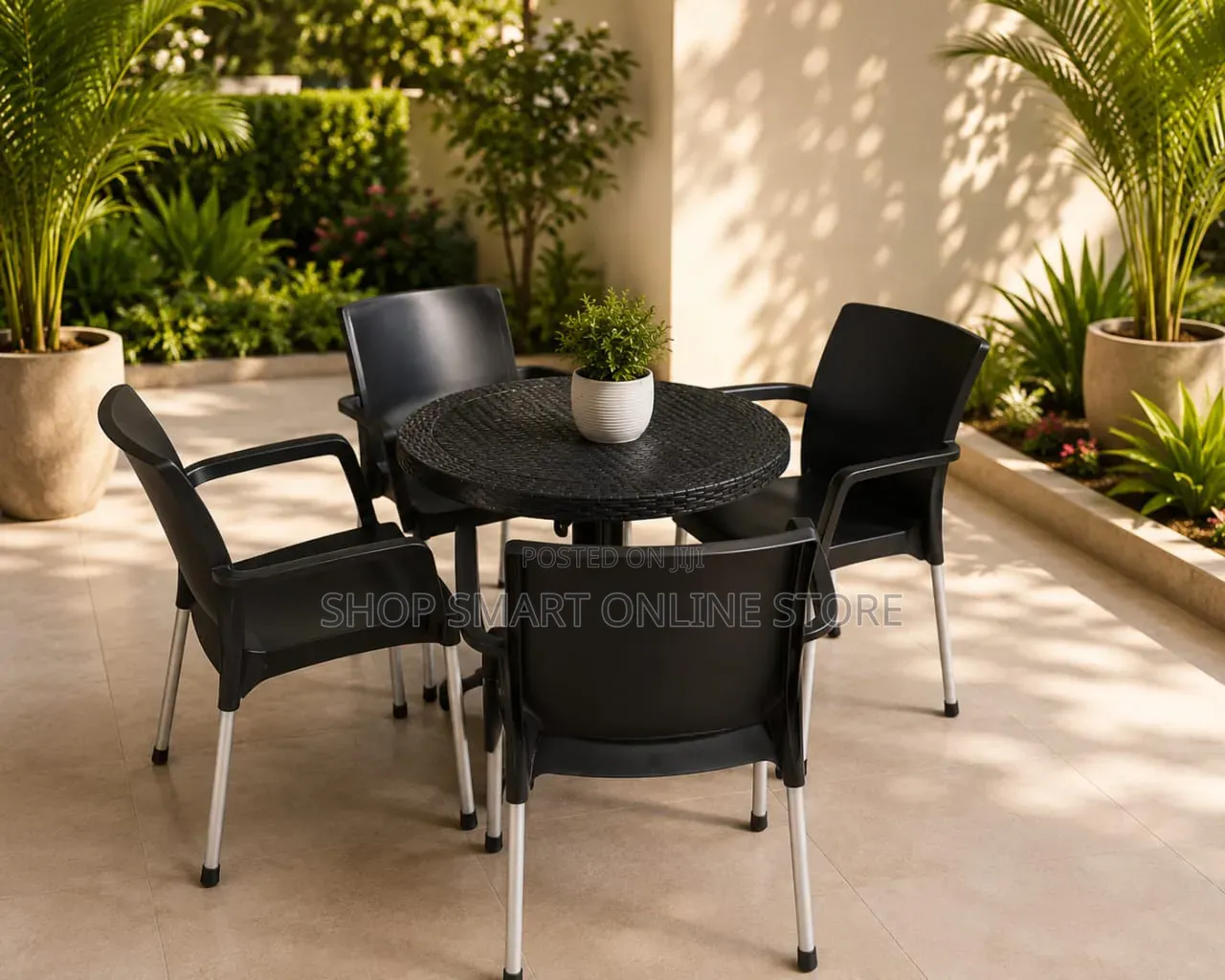 Dining Plastic Rounded Table and Chairs