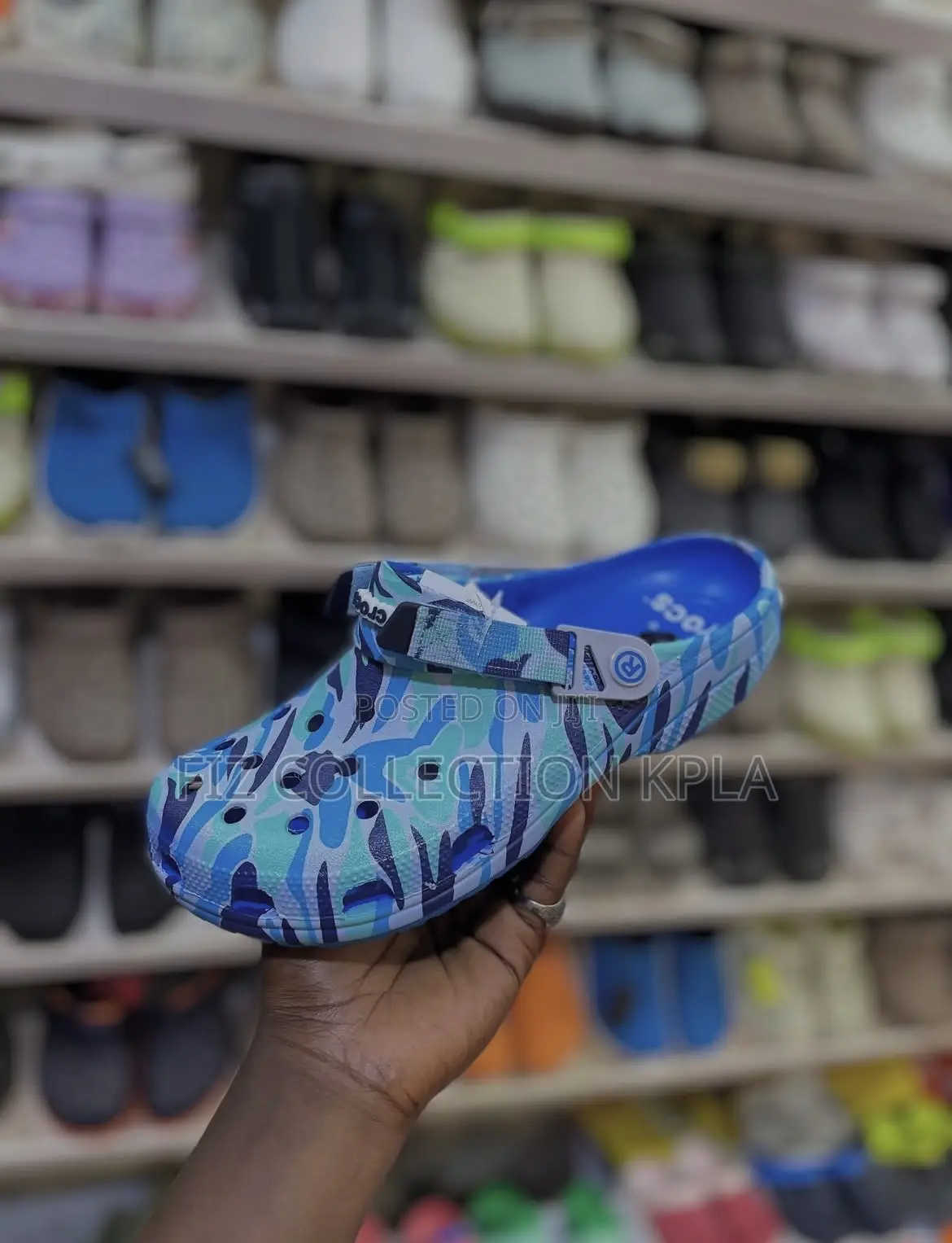 A Bathing Ape Crocs Blue Camo Slides
