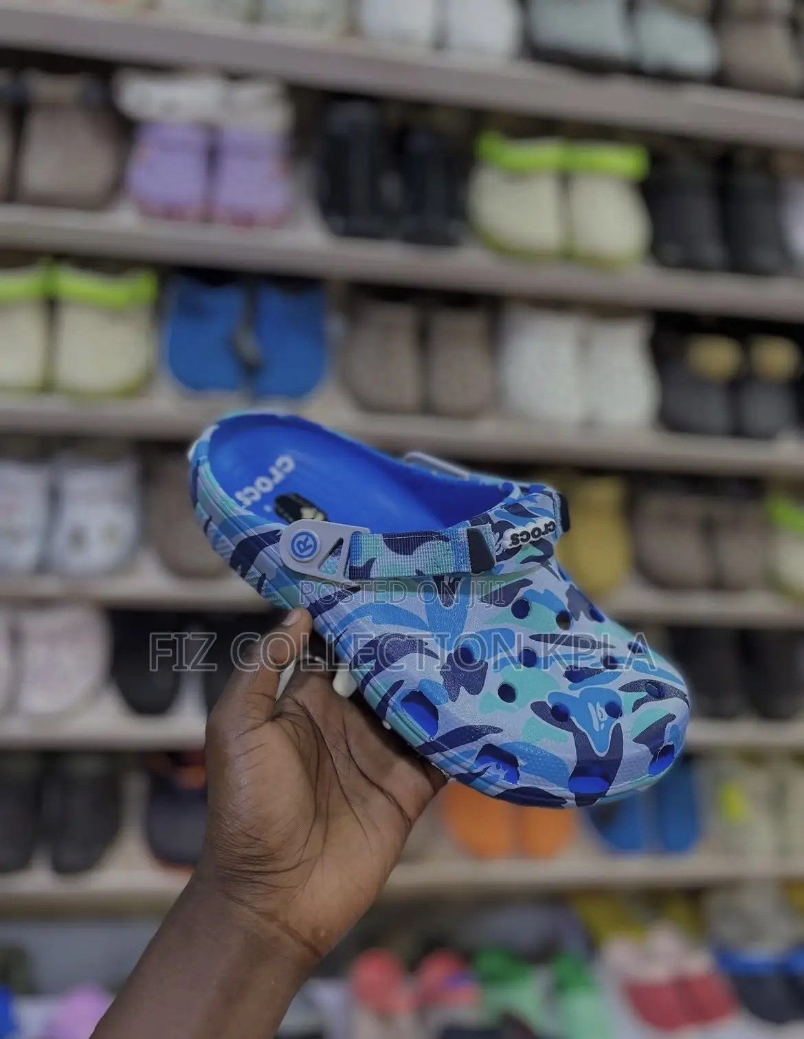 A Bathing Ape Crocs Blue Camo Slides