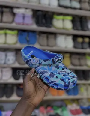 A Bathing Ape Crocs Blue Camo Slides