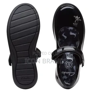 Clarks Girls ETCH FUN Black Patent Leather School Shoes