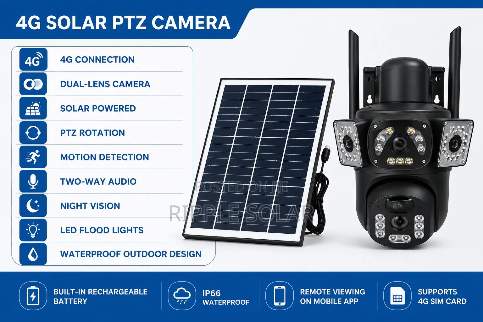 4G Solar CCTV Camera With Panel Outdoor Wireless Security