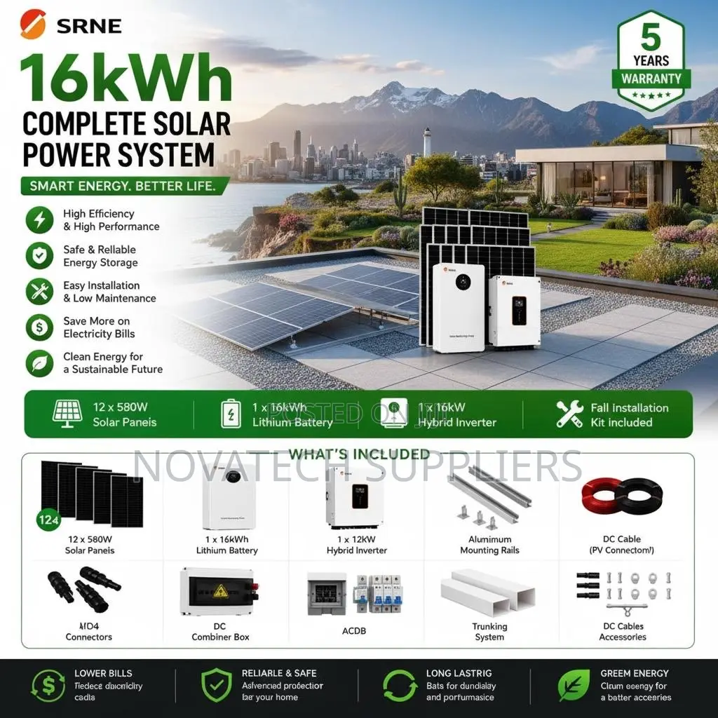 Complete 16kWh Solar System 12kVA Hybrid With BMS Included