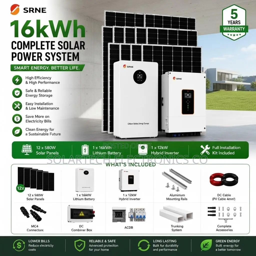 SRNE 16kWh Off-Grid Solar Backup System Full Installation Kit