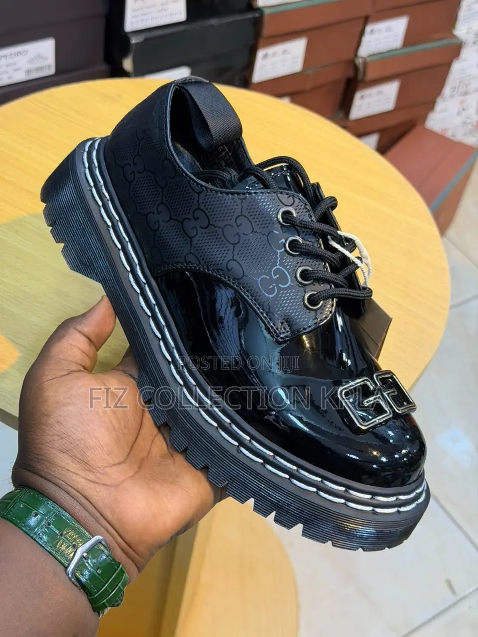 Original Gucci X Dr. Martens Black Monogram Oxford Shoes