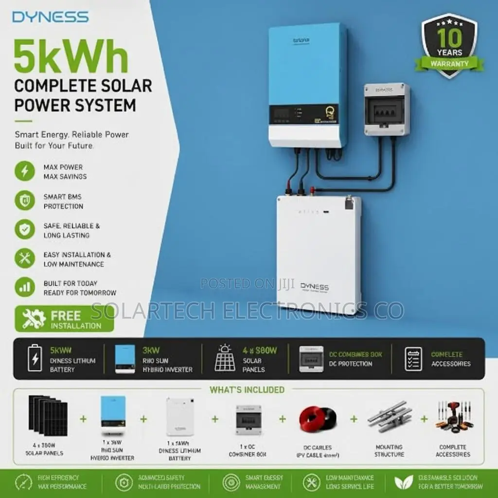 5kWh Lithium Hybrid Solar System 3kVA Inverter 4x620W Panels