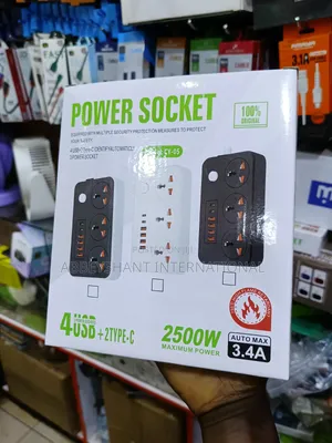 Universal Power Socket 3 AC Sockets, 4 USB-A Ports/Type-C Ports.