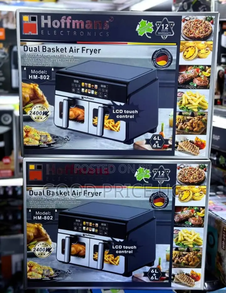 Hoffmans Electronics Dual Basket Air Fryer,l HM-802