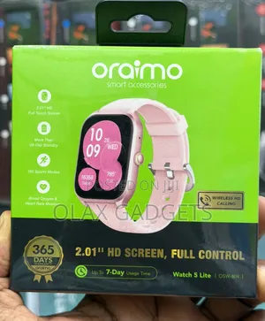 New Oraimo Watch 5 Lite Rose Gold Pink - 2.01 Inch HD Screen Bluetooth
