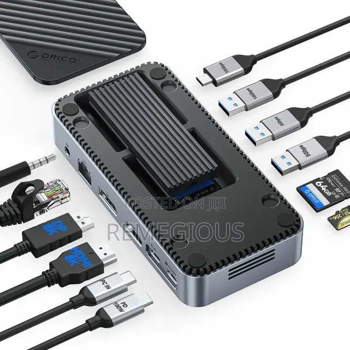 ORICO 10-in-1 USB-C Docking Station/M.2 SSD Enclosure, M.2 NVMe