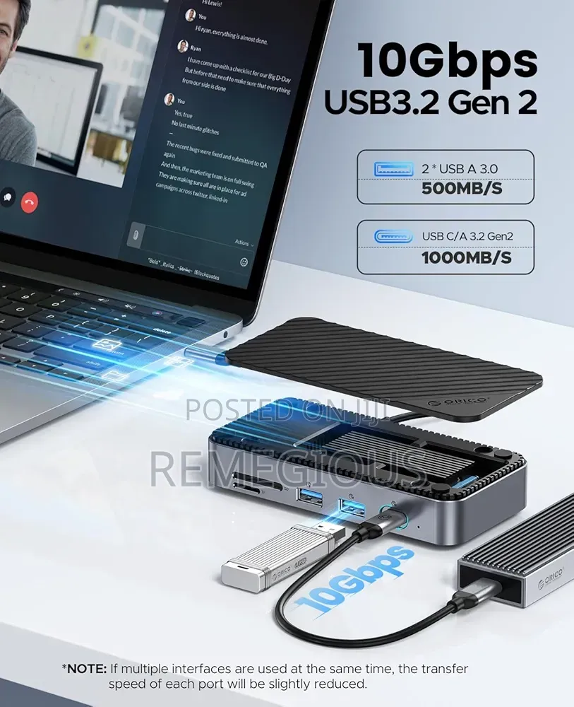 ORICO 10-in-1 USB-C Docking Station/M.2 SSD Enclosure, M.2 NVMe