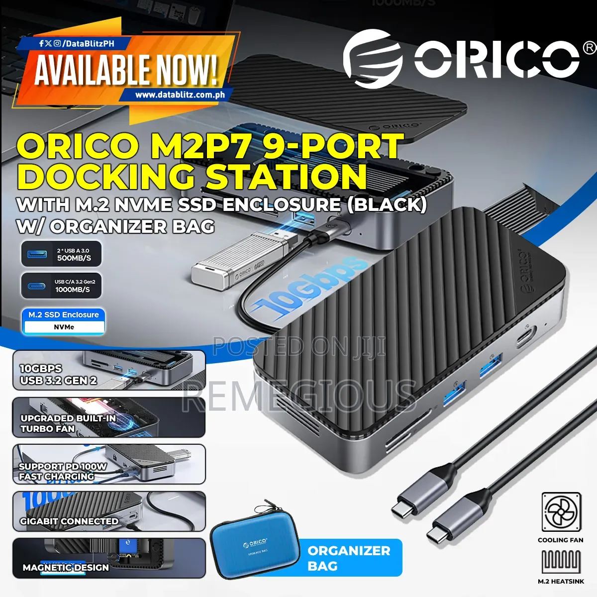 ORICO 10-in-1 USB-C Docking Station/M.2 SSD Enclosure, M.2 NVMe