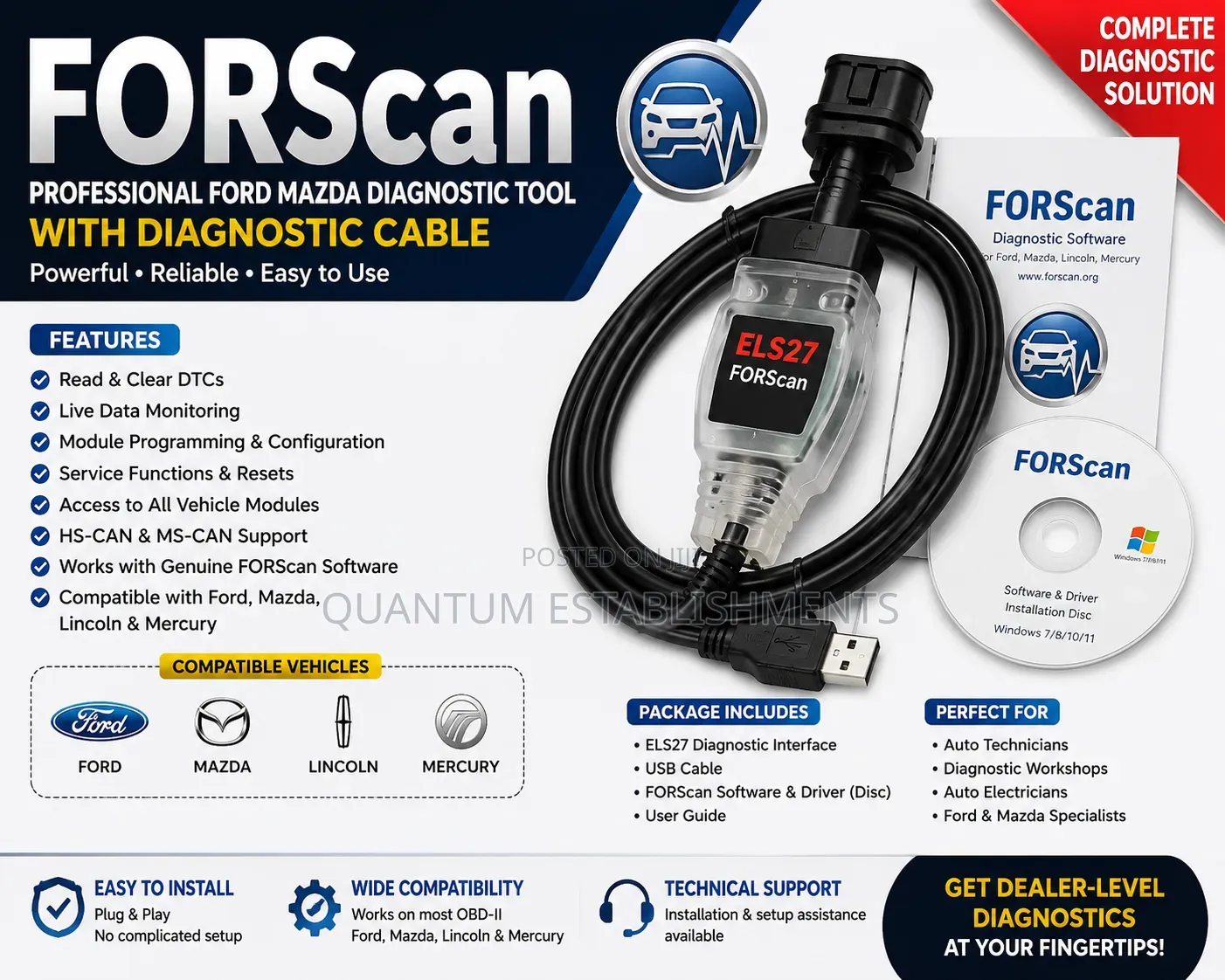 FORScan Software With Diagnostic Cable