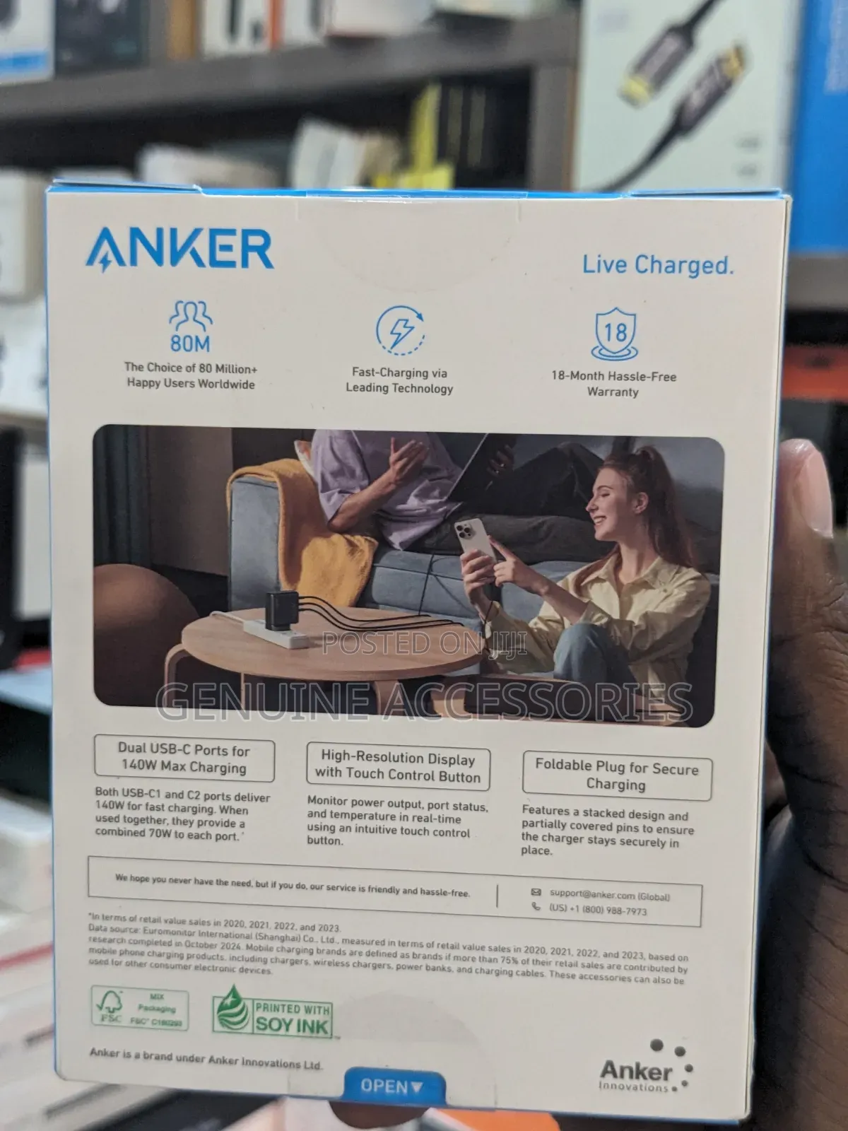 Anker 140w Gan Power Adapter / Charger With USB Cable