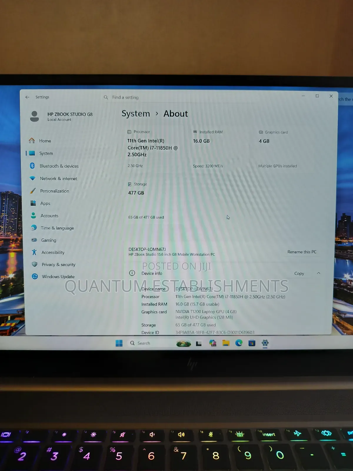 Laptop HP ZBook Studio G8 16GB Nvidia SSD 512GB