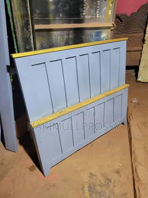 5 by 6 Wooden Bed in Gray and Gold Color