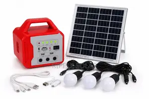 66W Solar Home Lighting Kit 3 Bulbs FM Radio USB Charging