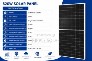 620W Monocrystalline Panel High Efficiency N-Type