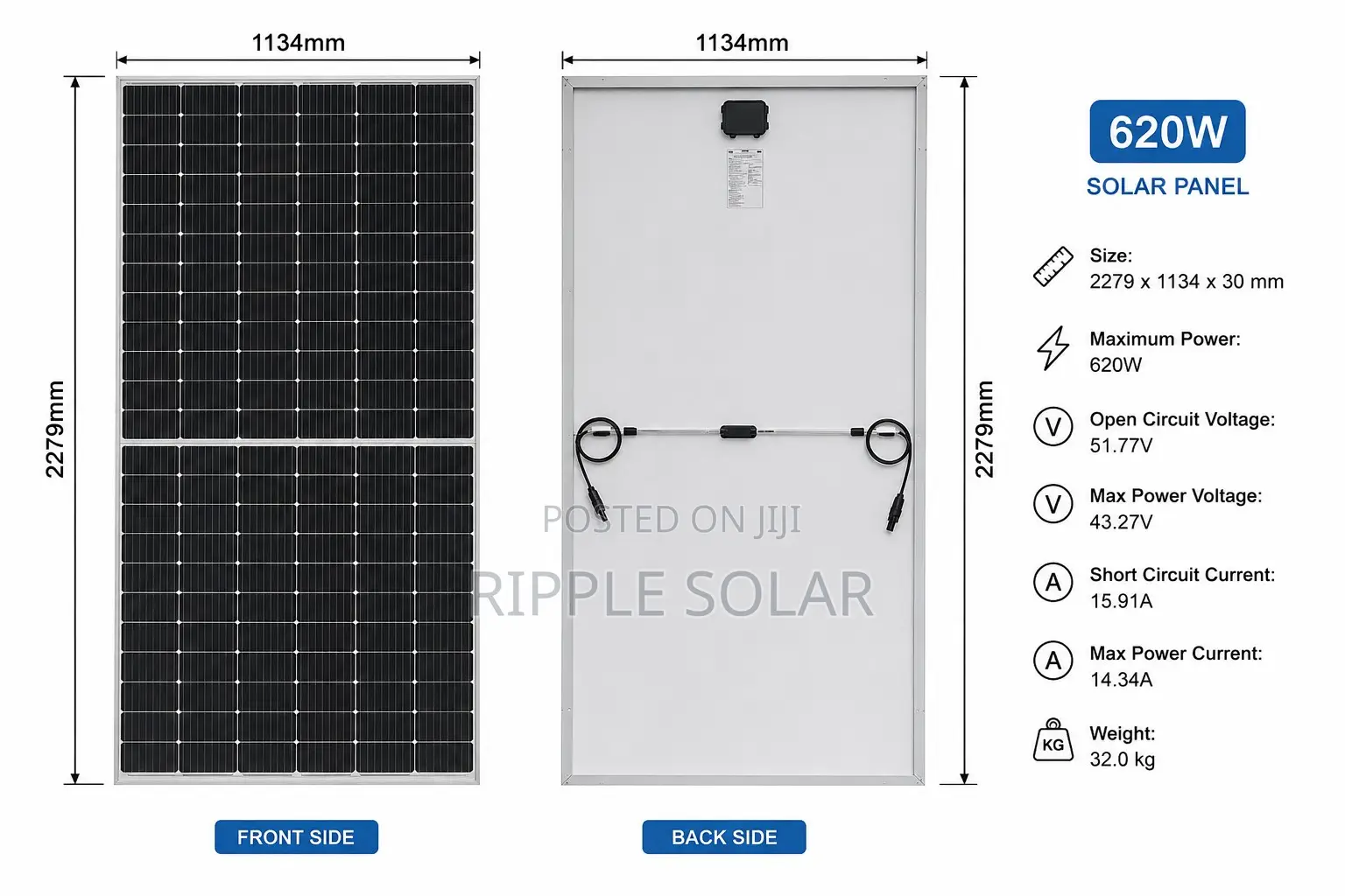 620W Monocrystalline Panel High Efficiency N-Type