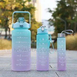 3-in-1 Motivational Water Bottle Set, 2l/900ml/300ml, With Straw