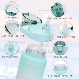 3-in-1 Motivational Water Bottle Set, 2l/900ml/300ml, With Straw