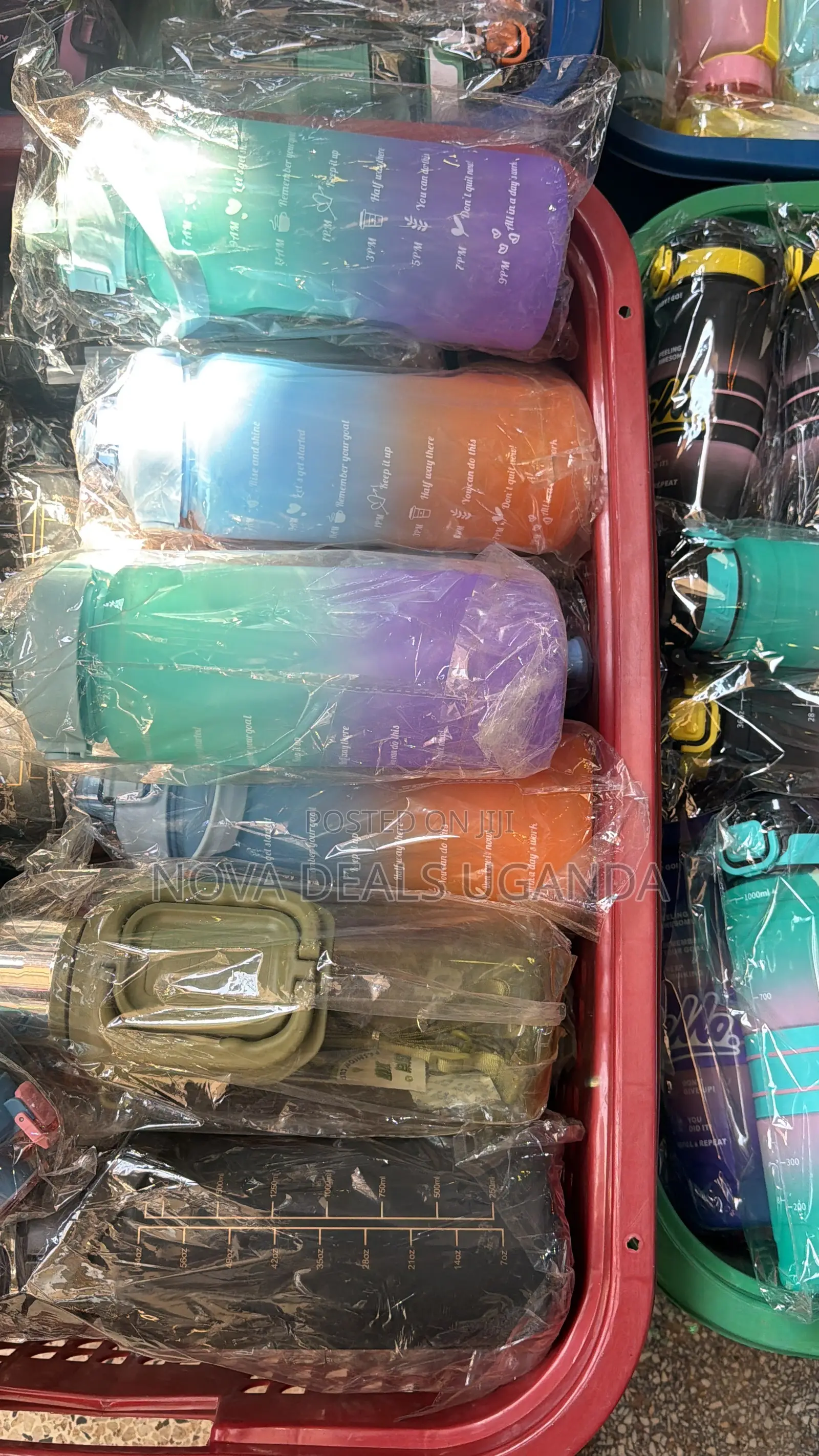 3-in-1 Motivational Water Bottle Set, 2l/900ml/300ml, With Straw