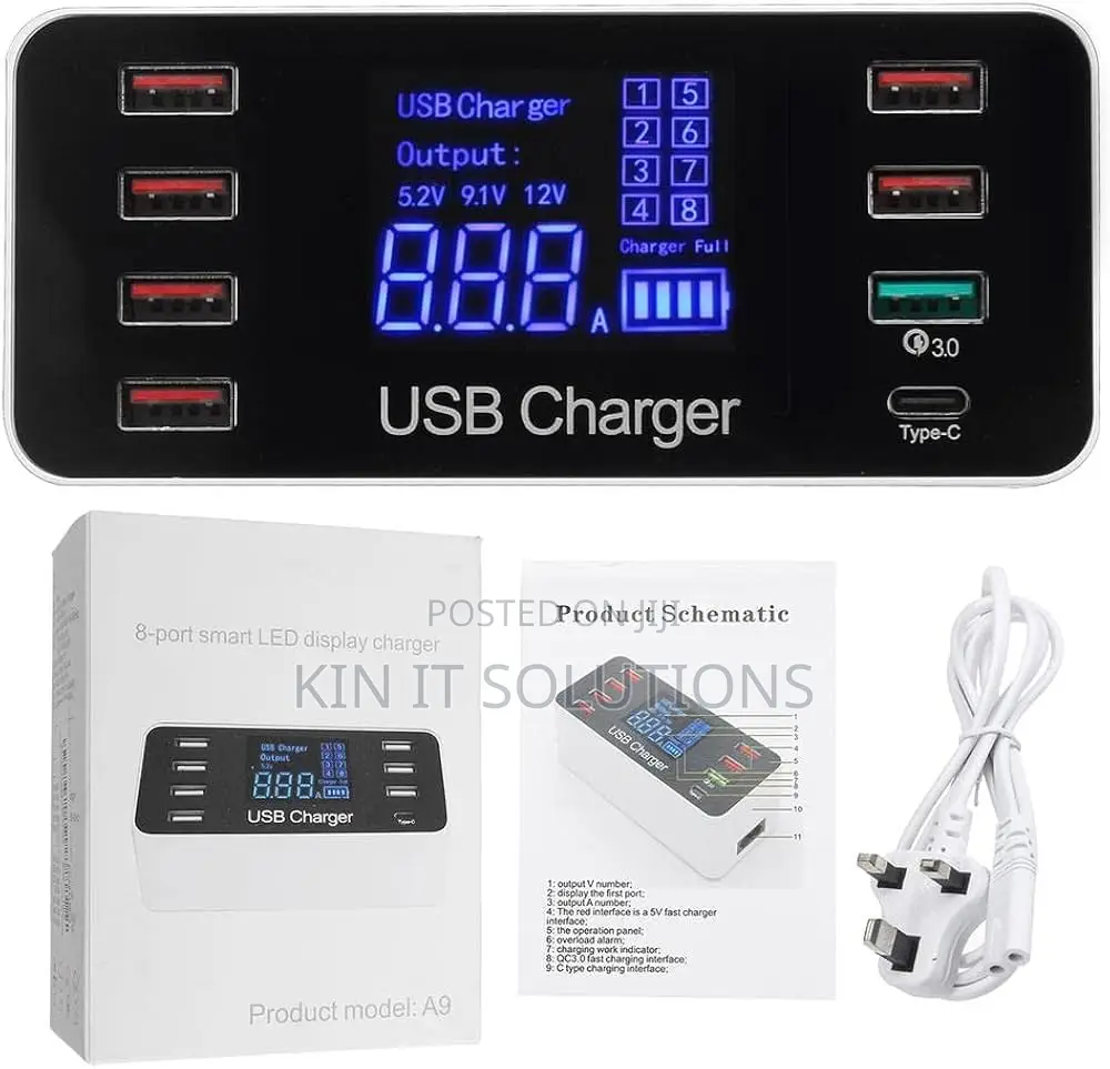 8port Smart LED Display Charger
