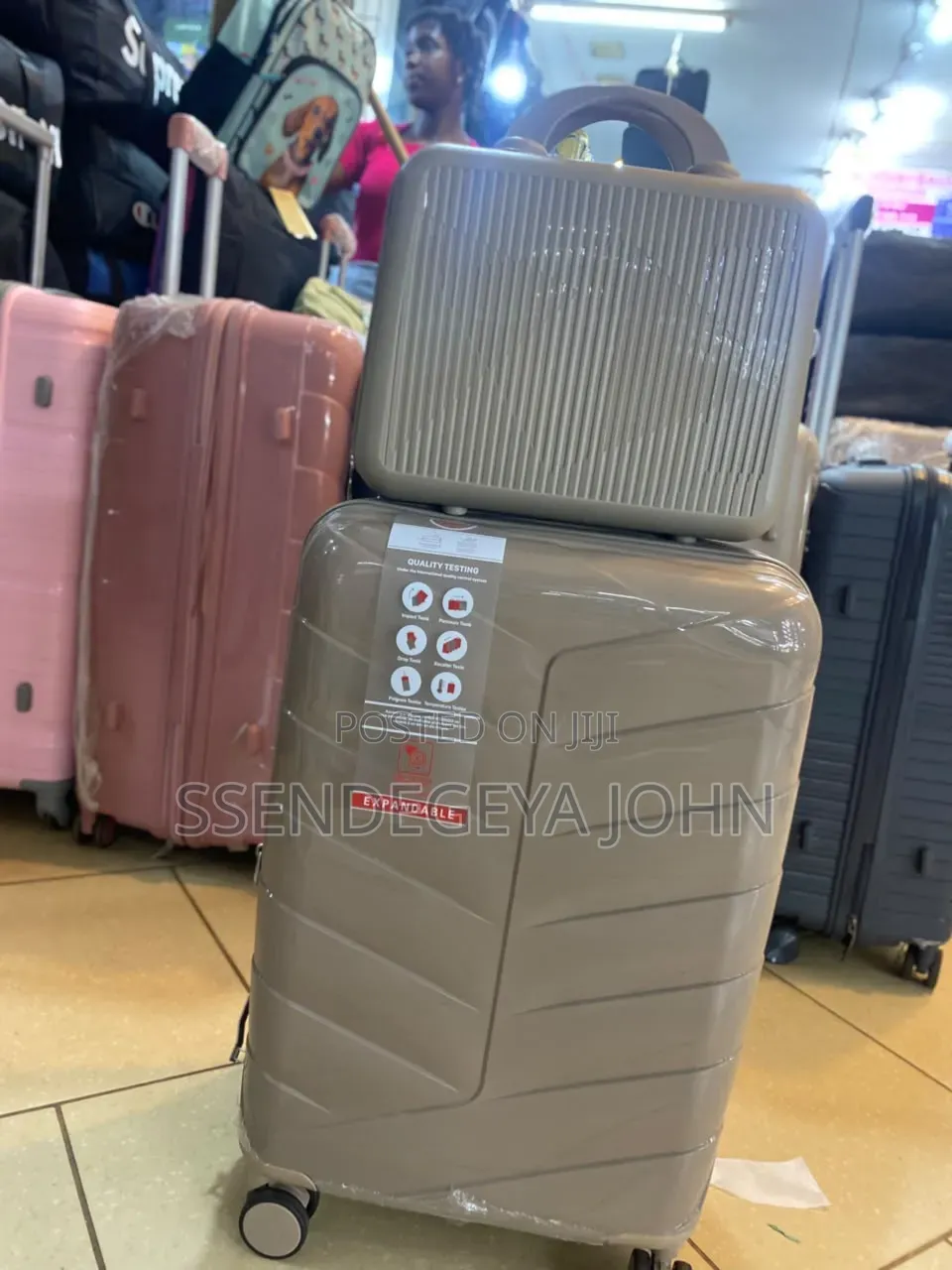 Beige, Hard-Shell Suitcase