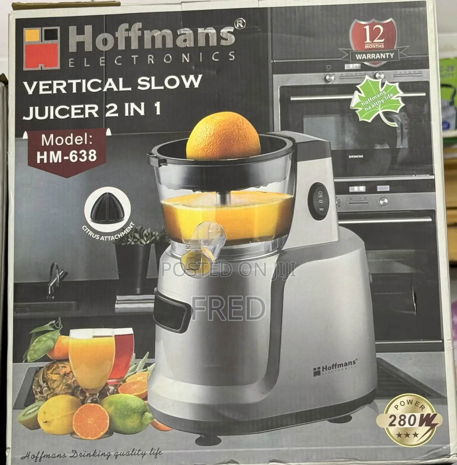 Hoffmans Vertical Slow Juicer 2 in 1, Model HM-638.