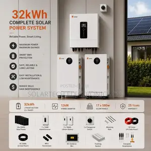 32kWh SRNE Lithium Hybrid Solar System 12kW Complete Package