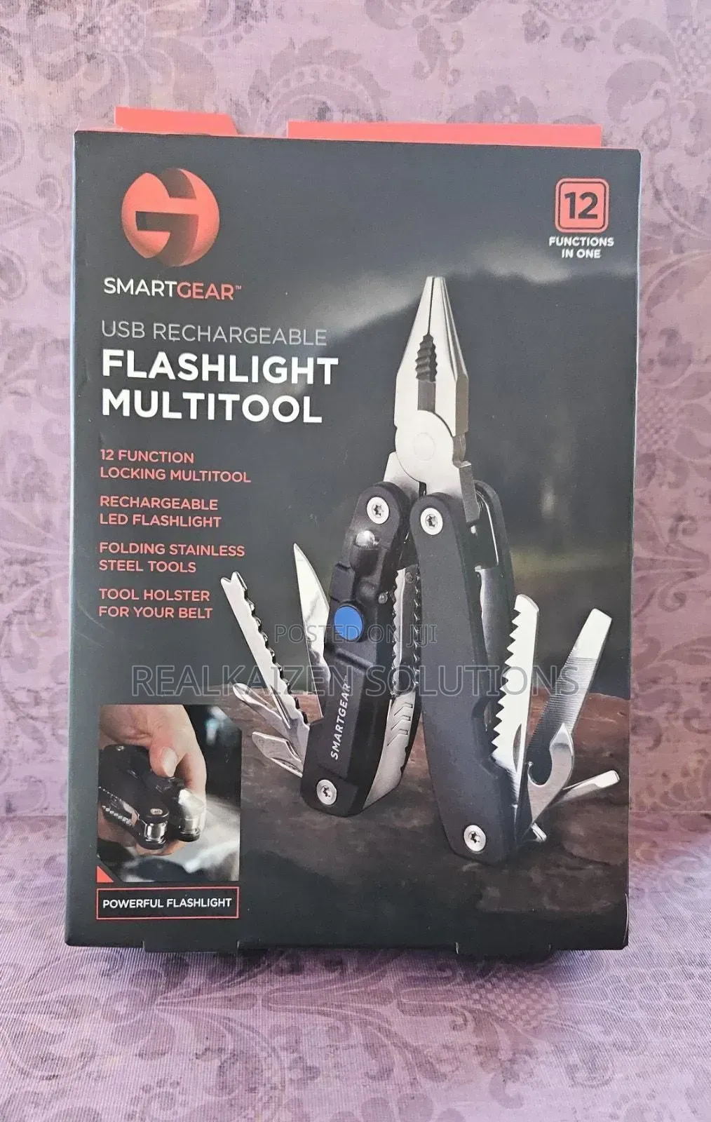 USA SMART GEAR 12 in 1 Rechargeable Flash Light Multi Tool