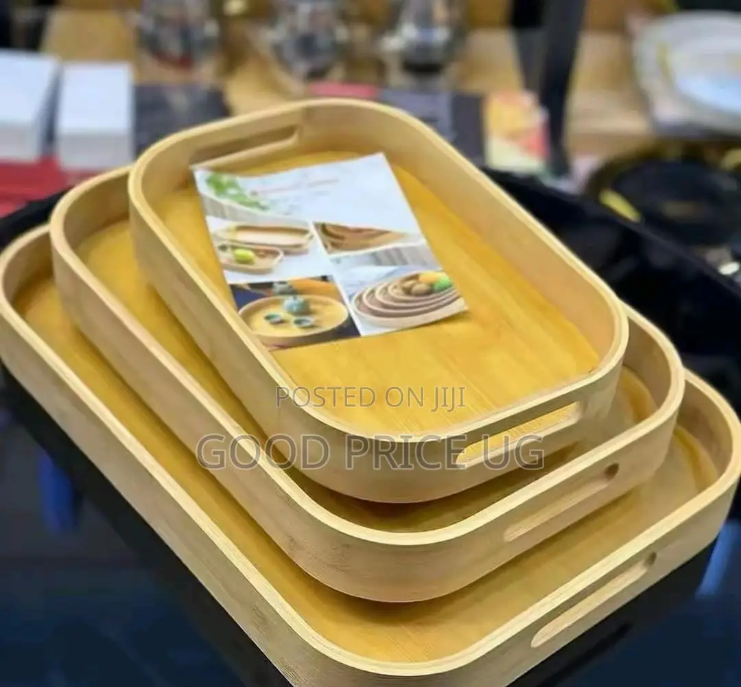 3-Piece Nesting Bamboo Serving Tray Set