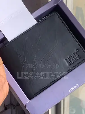 Montblanc Black Leather Wallet Featuring a Stamped Brand Logo On