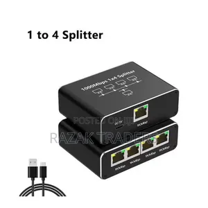 RJ45 Internet Splitter - 1 to 4 - 1000Mbps - Gigabit Ethernet Hub