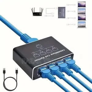 RJ45 Internet Splitter - 1 to 4 - 1000Mbps - Gigabit Ethernet Hub