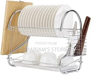 Two-Tier Dish Rack With a Top Tier for Plates, .