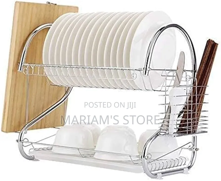 Two-Tier Dish Rack With a Top Tier for Plates, .
