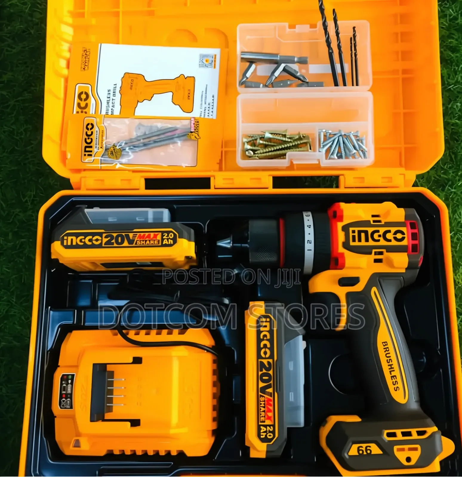 66nm Ingco 20v Li-Ion Brushless Cordless Compact Impact Drill.