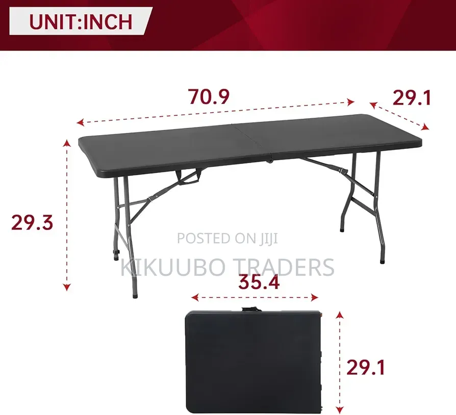 Folding Table | Black | Portable Plastic Table