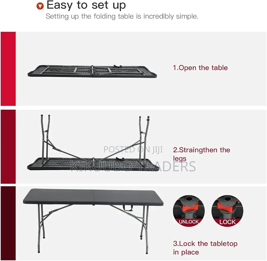Folding Table | Black | Portable Plastic Table