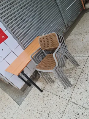 Pecan Steel Legged Wooden Foldable Table and Chairs Comb