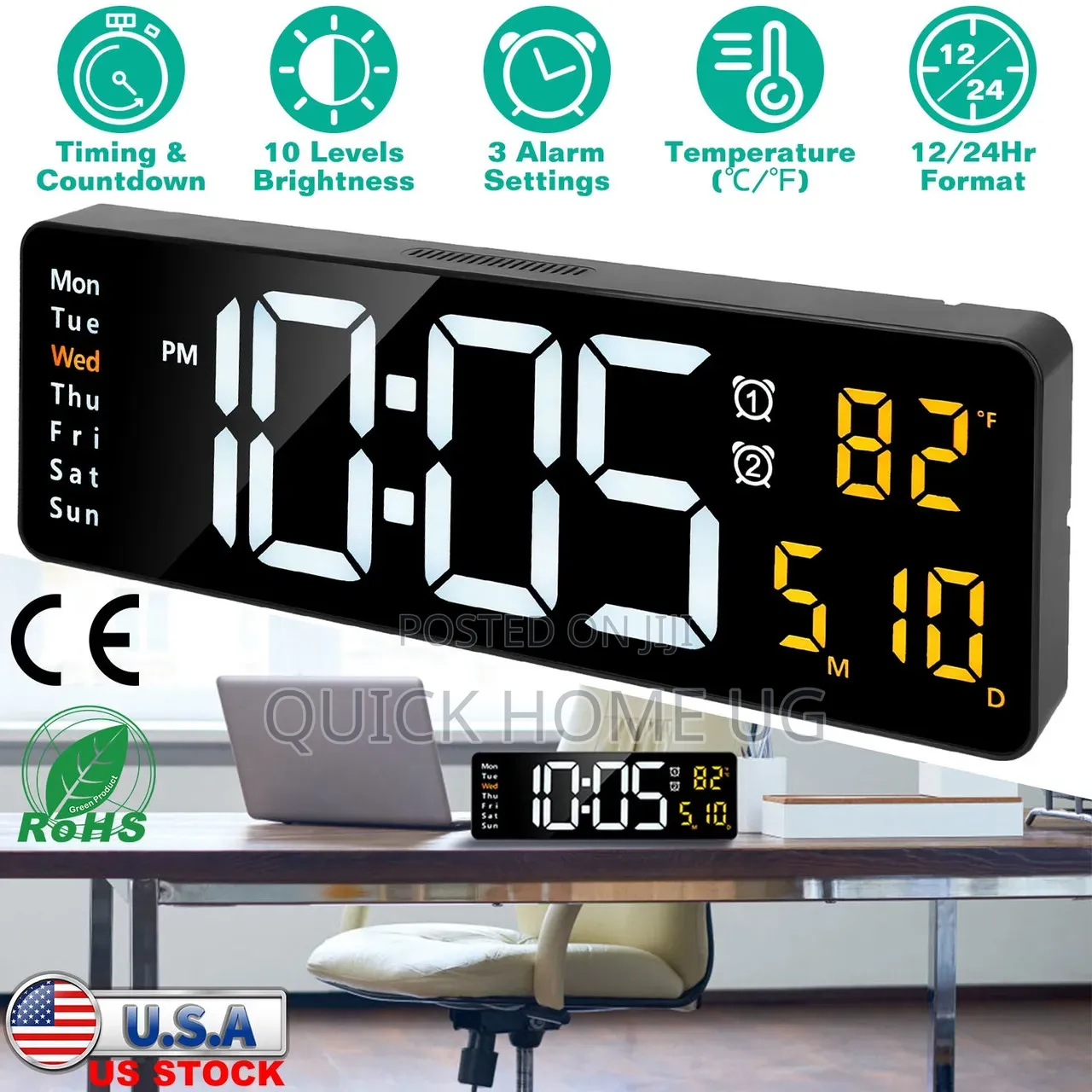 Digital Wall Clock, Digital Clock Led Large Display