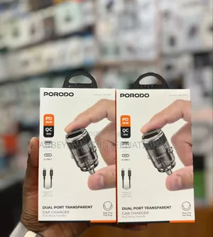 Transparent Car Charger/Porodo Dual Port Transparent Car Charger