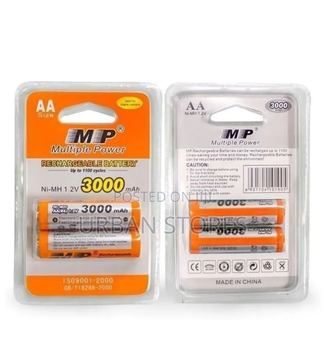 Multiple Power Rechargeable Batteries 1 Pair AA Size